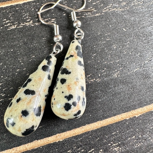 Dalmatian Jasper Teardrop Earrings - Picture 1 of 1